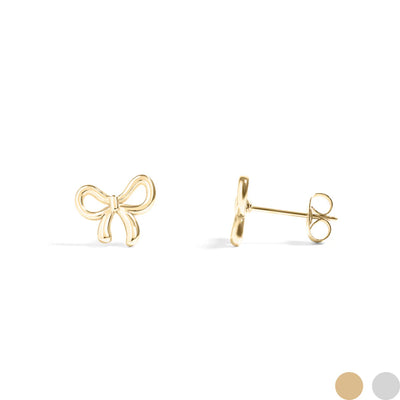 18K Gold Plated Bow Stud Earrings -OS