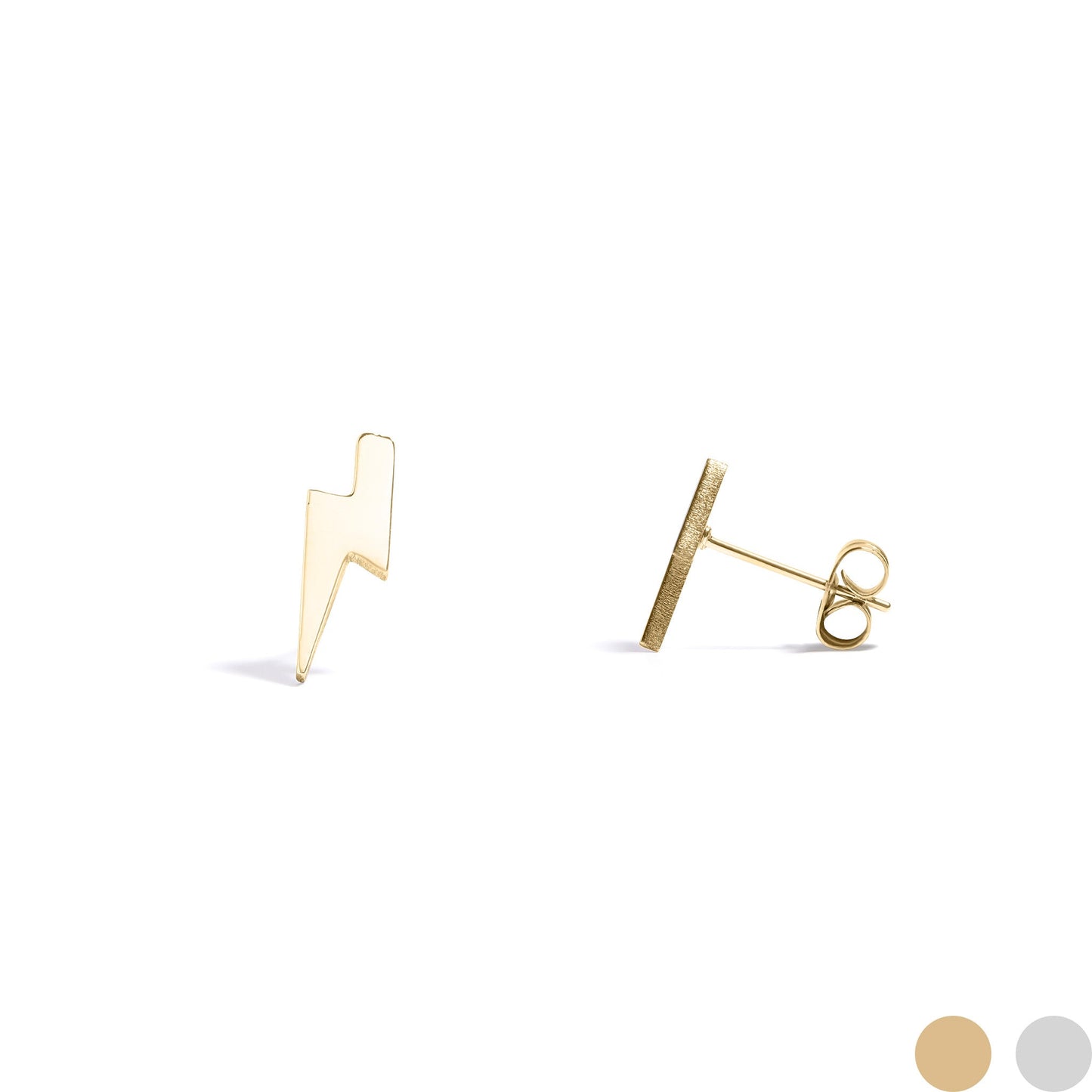 Lightning Bolt Stud Earrings - 18K Plated