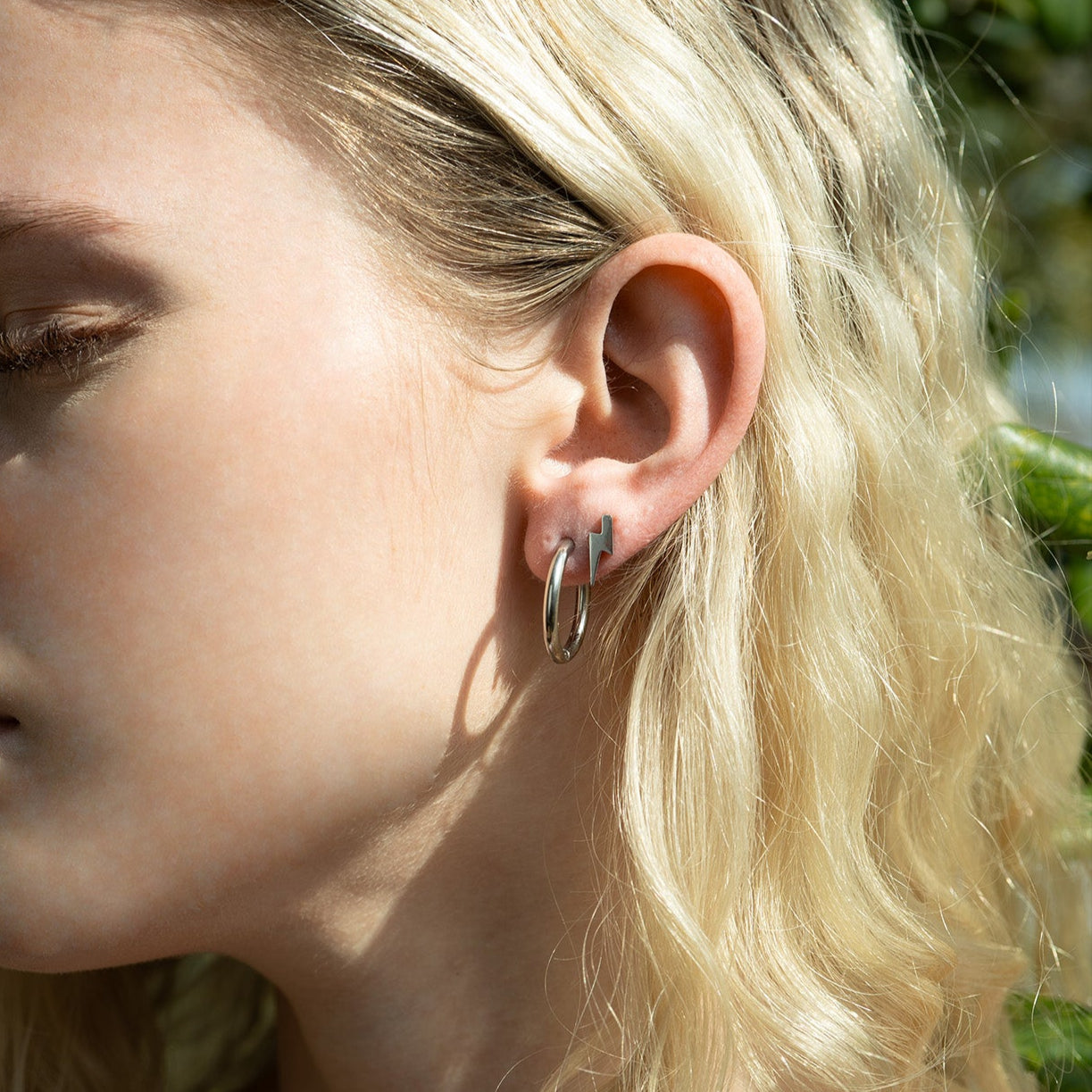 Lightning Bolt Stud Earrings - 18K Plated