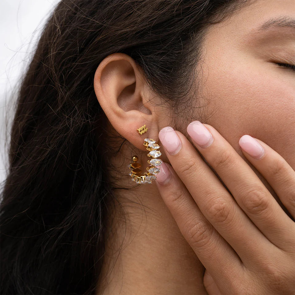 Marquis CZ Stone Hoop Earrings