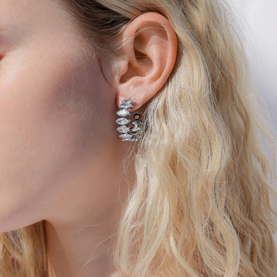 Marquis CZ Stone Hoop Earrings