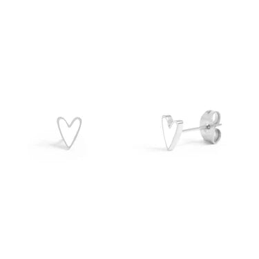 White Enamel Heart Studs