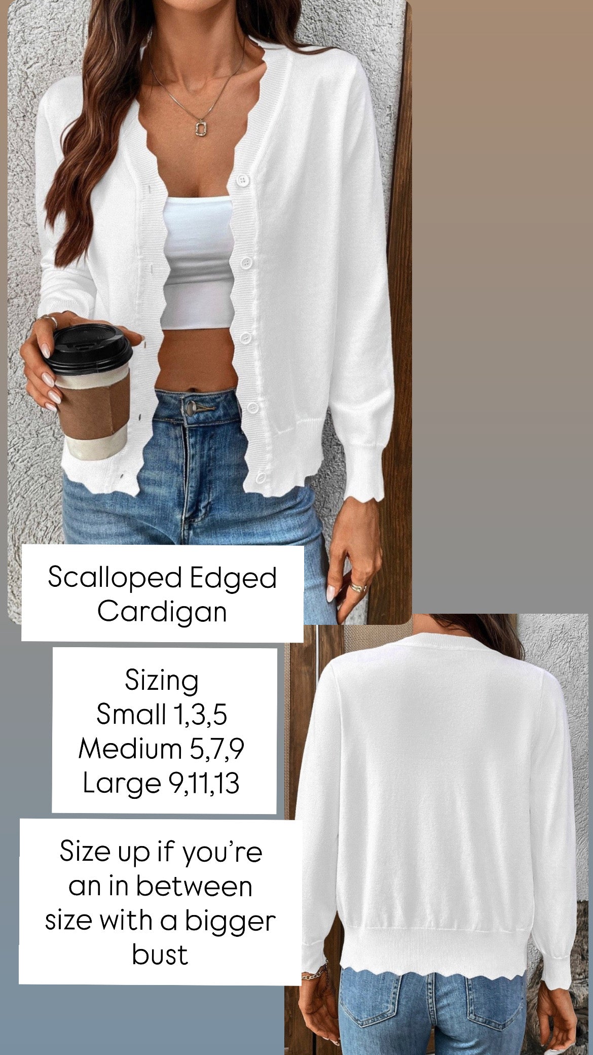 White Scalloped Edge Cardigan