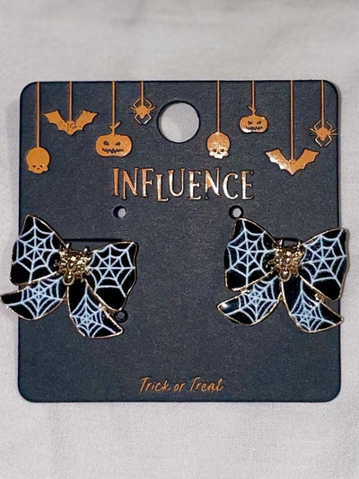 Spider Webbing Bow Post Earrings- OS