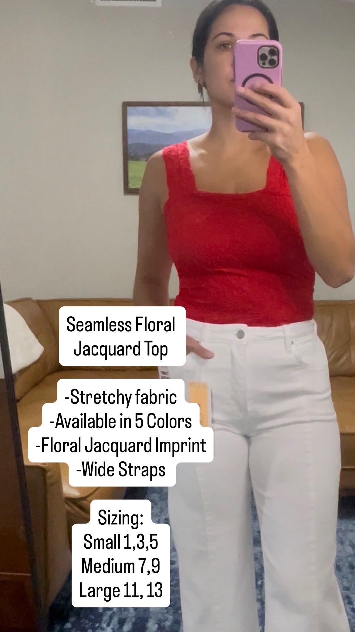 Floral Seamless Jacquard Tank Top- OS