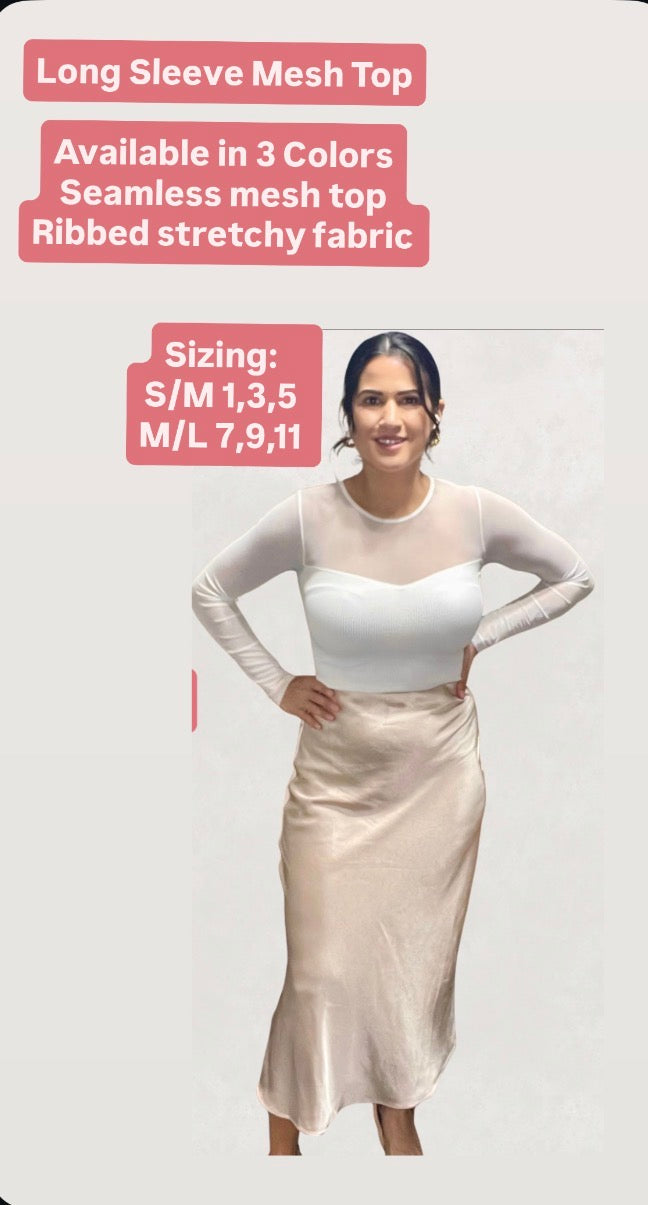 Long Sleeve Seamless Mesh Top