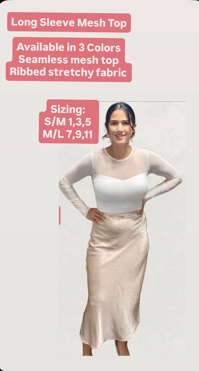 Long Sleeve Seamless Mesh Top- OS
