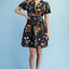 Black Floral Print Mini Dress