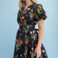 Black Floral Print Mini Dress