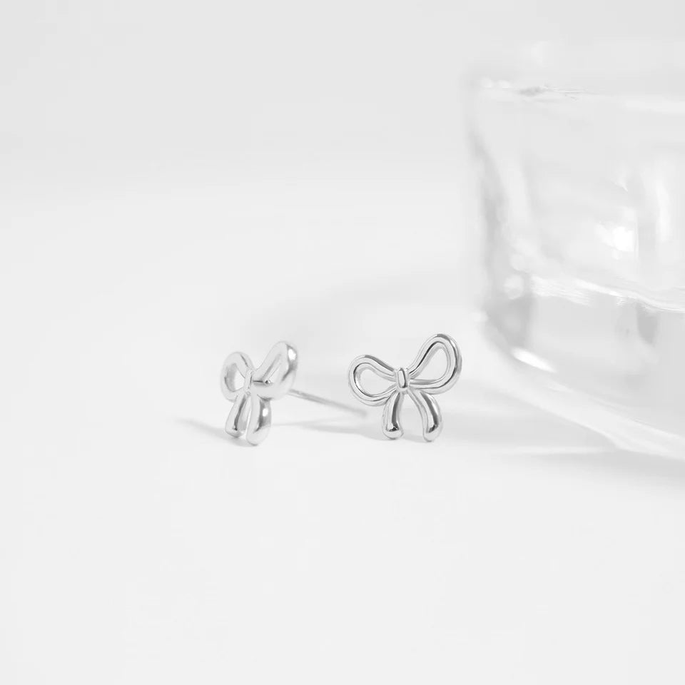 18K Gold Plated Bow Stud Earrings -OS