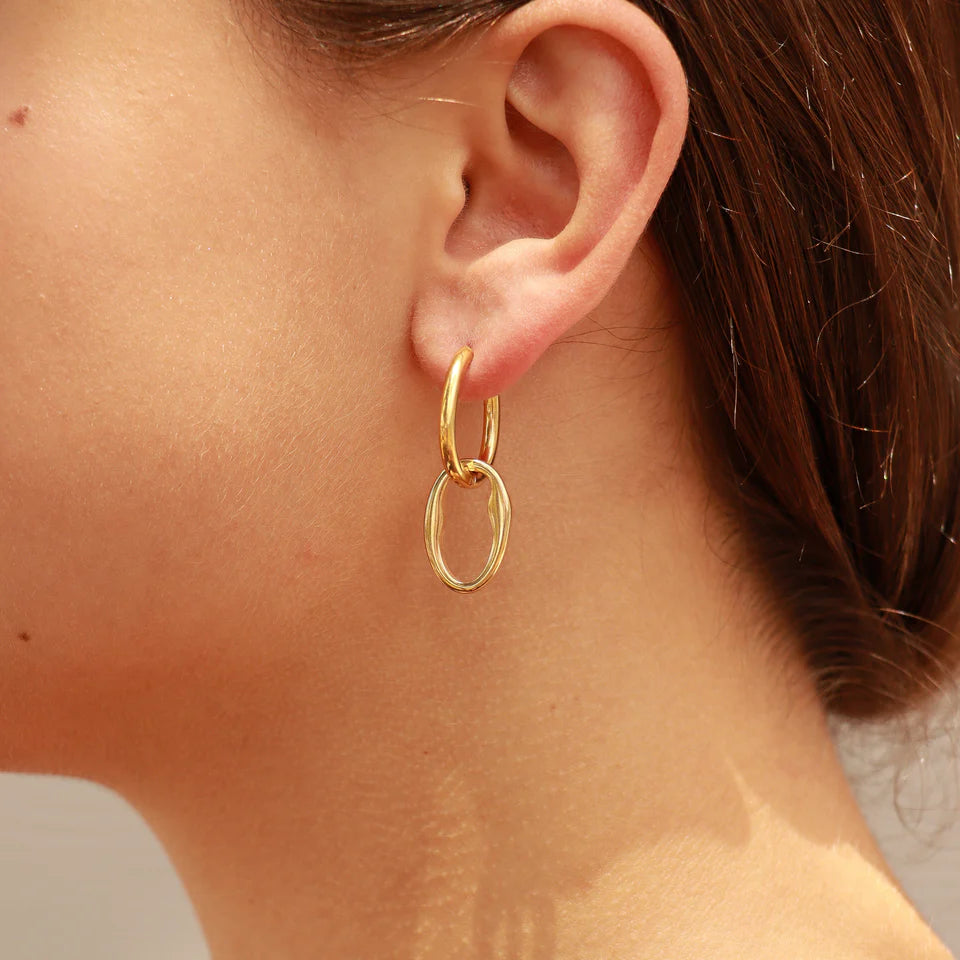 Interlocked Oval Pendant Earrings -OS