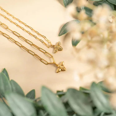 18K Gold Plated Mommy & Me Bee Charm Necklace Set