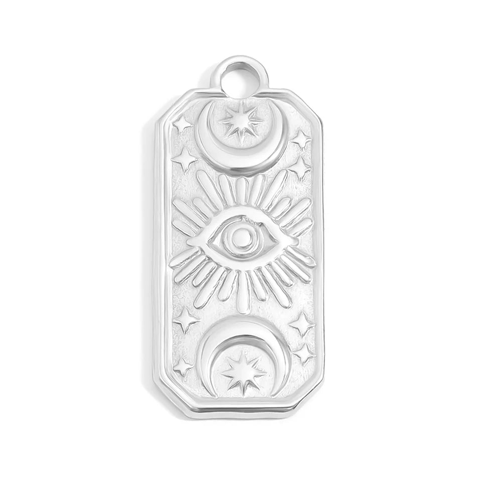 Rectangular Evil Eye Charm Necklace- OS