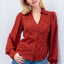 Rust Long Sleeve Button Down Collared Blouse
