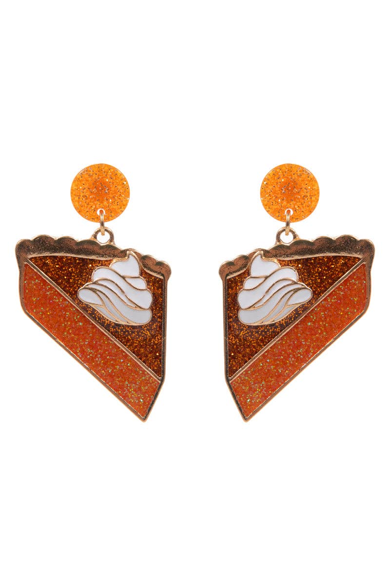 Thanksgiving Pumpkin Pie Enamel Post Earrings- OS
