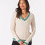 Hanalei Cable Knit Sweater: Oatmilk/Emerald