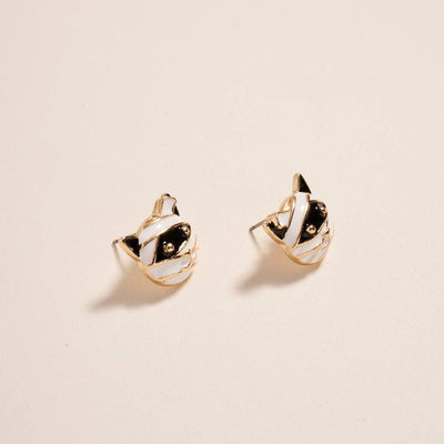 Cat Mummy Halloween Enamel Post Earrings Jewelry