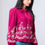 Long Sleeve Flower Embroided Button Shirt