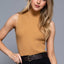 Sleeveless High Neck Rib Top-OS