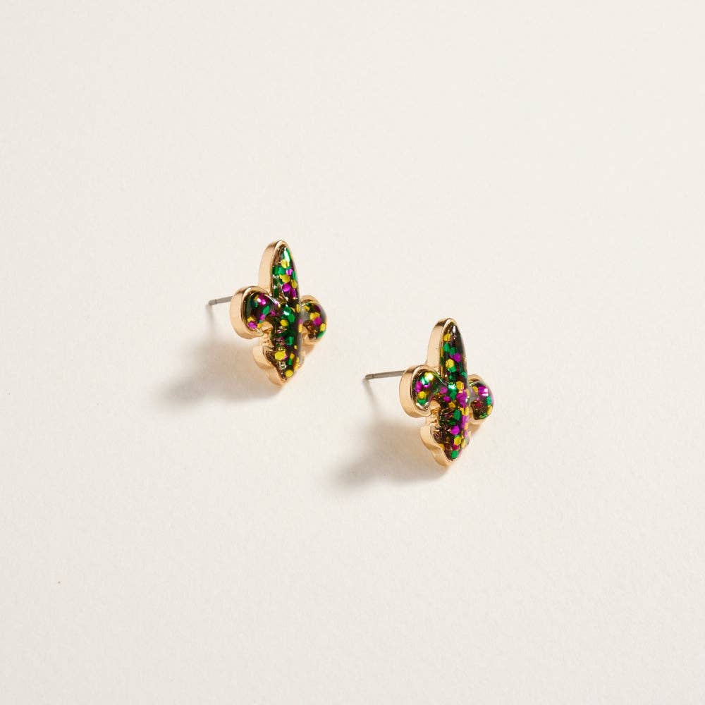 Glittered Fleur De Lis Earrings OS