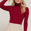 Long Sleeve Turtle Neck Fitted Viscose Rib Sweater Top- OS
