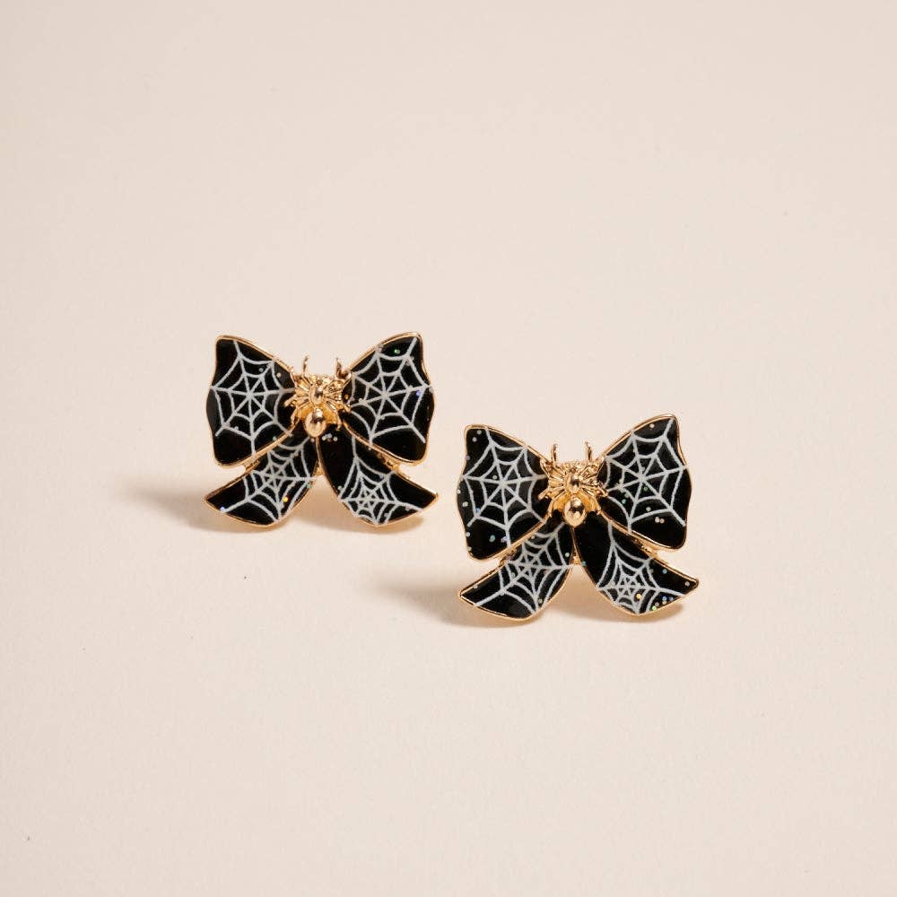 Spider Webbing Bow Post Earrings