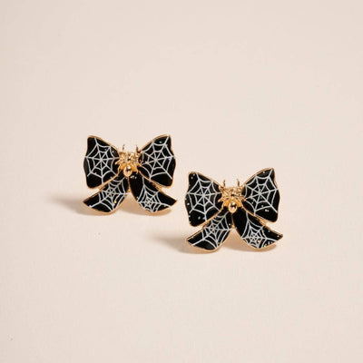 Spider Webbing Bow Post Earrings