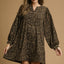Leopard Print Long Sleeve Swing Dress