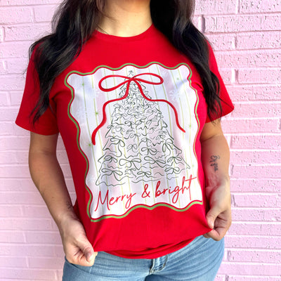 Merry & Bright Tree Graphic Tee- OS