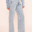 RHINESTONE AND PEARL EMBELLISHED JEAN PANT- OS