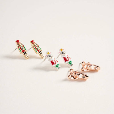 Christmas Nutcracker Ballet 3PC Earrings OS