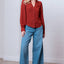 Rust Long Sleeve Button Down Collared Blouse