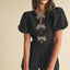 Glam Puff Sleeve Romper with Rhinestone Bow- OS