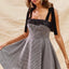 Houndstooth Fit Flare Mini Dress with Shoulder Tie