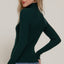 Long Sleeve Turtle Neck Fitted Viscose Rib Sweater Top- OS
