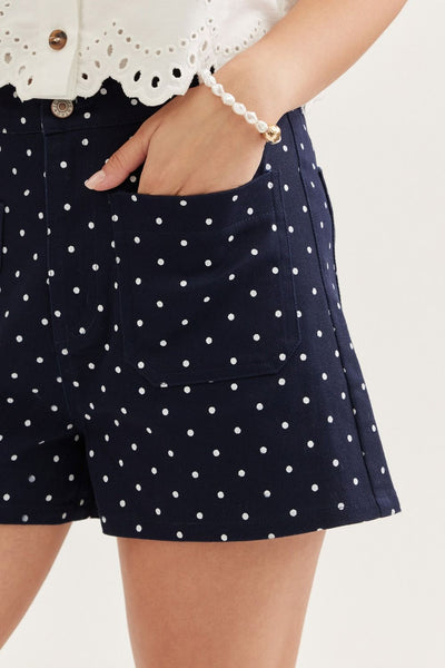Navy Polka Dot Shorts