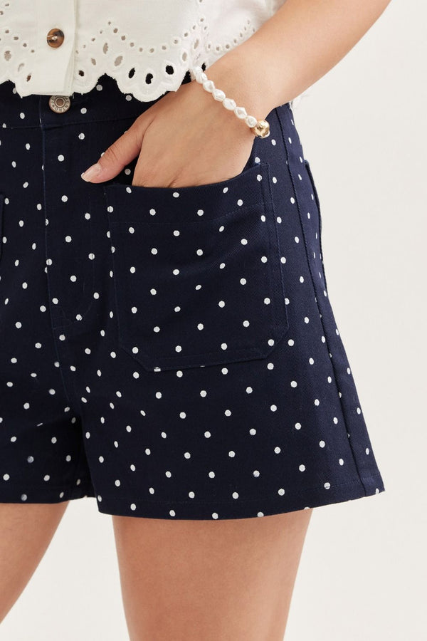 Navy Polka Dot Shorts