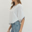 Contrast Stitch Trim Top - Off White