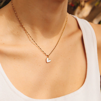 White Epoxy Heart Necklace