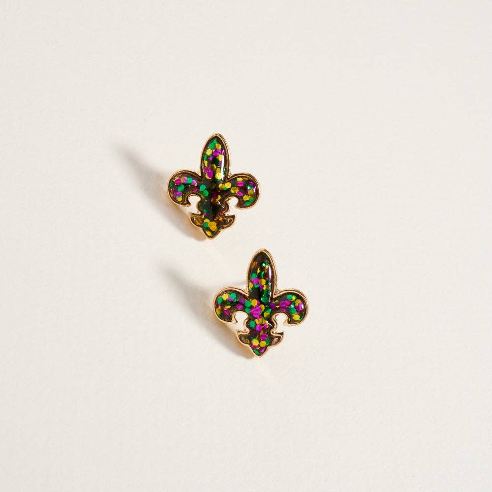 Glittered Fleur De Lis Earrings OS