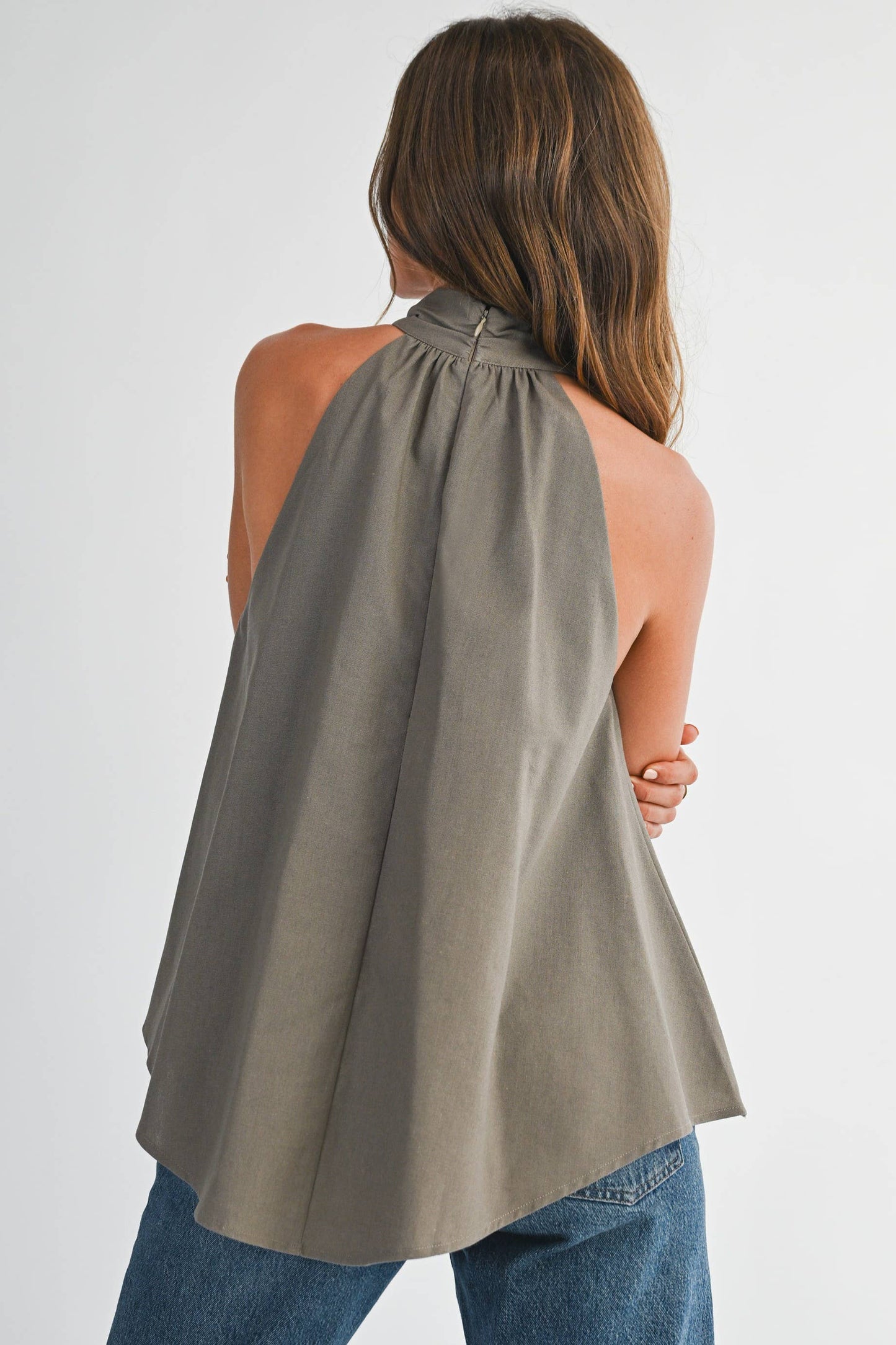 High Neck Flowy Halter Top- OS