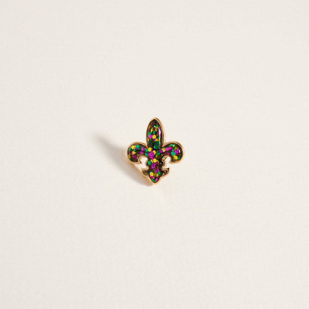 Glittered Fleur De Lis Earrings OS