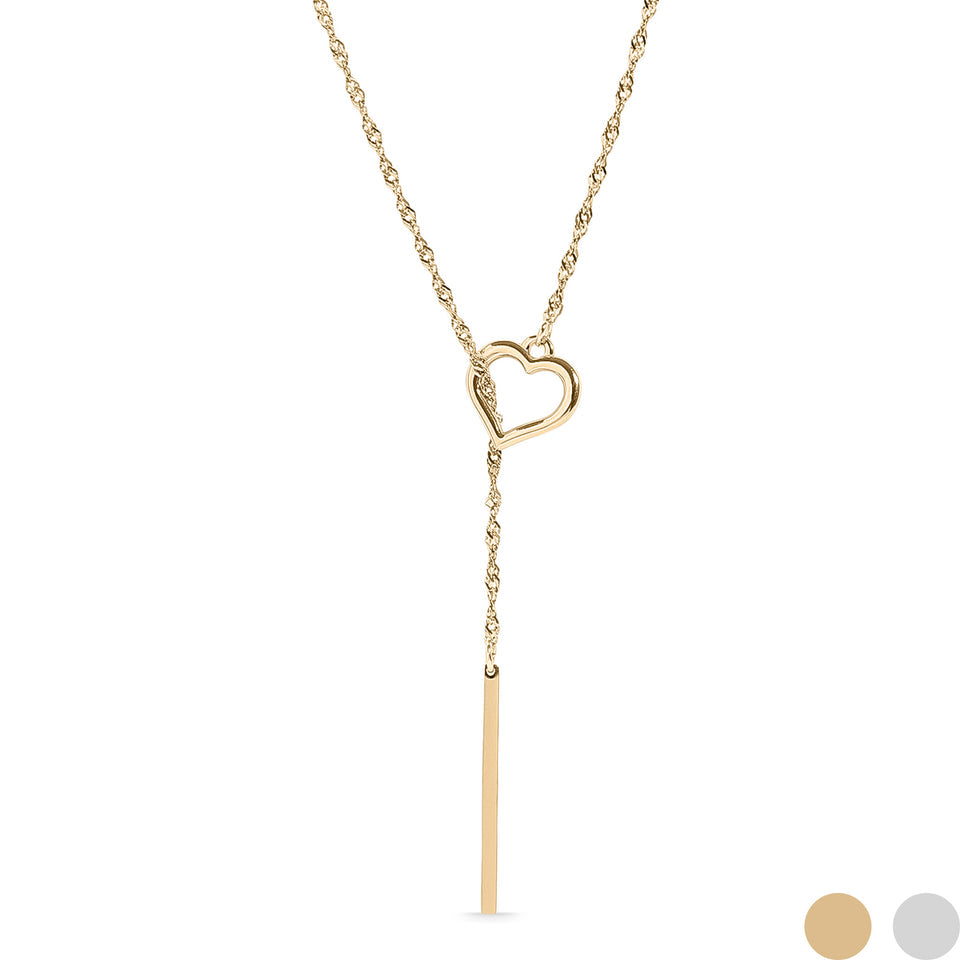 Heart with Drop Bar Lariat Necklace