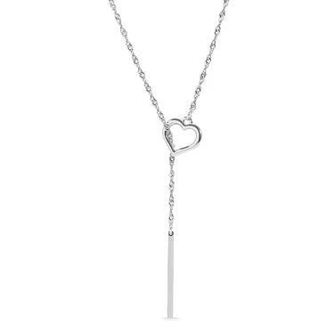 Heart with Drop Bar Lariat Necklace